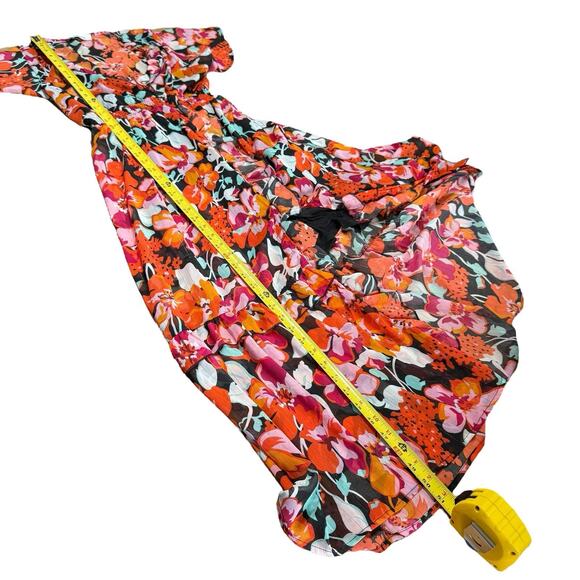 Axara Paris Maxi Dress Floral Orange Ruffle Small Bohemian Boho Hippie - Picture 8 of 8